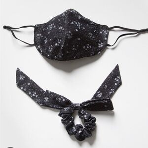 Free People Black Floral Mask And Bow